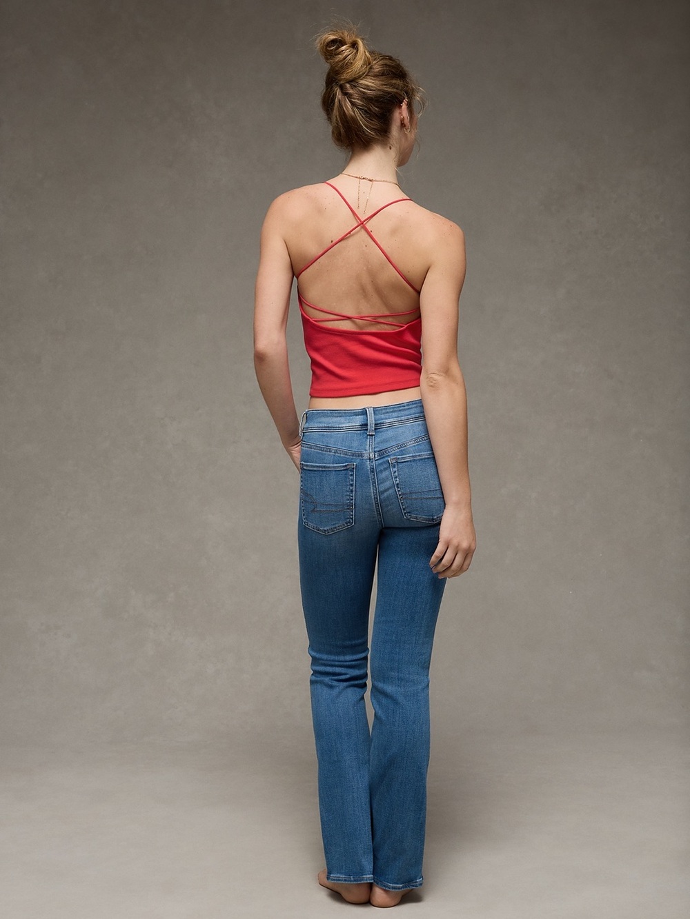 American Eagle AE Strappy-Go-Lucky Tank Top Strawberry Mist Red Size Large